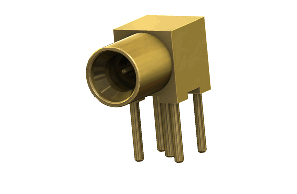 SMP R/A PLUG, FULL DETENT, THROUGH HOLE, PCB MOUNT, WITH 0.024" PIN, 0.096" 4 LEGS RF Connector